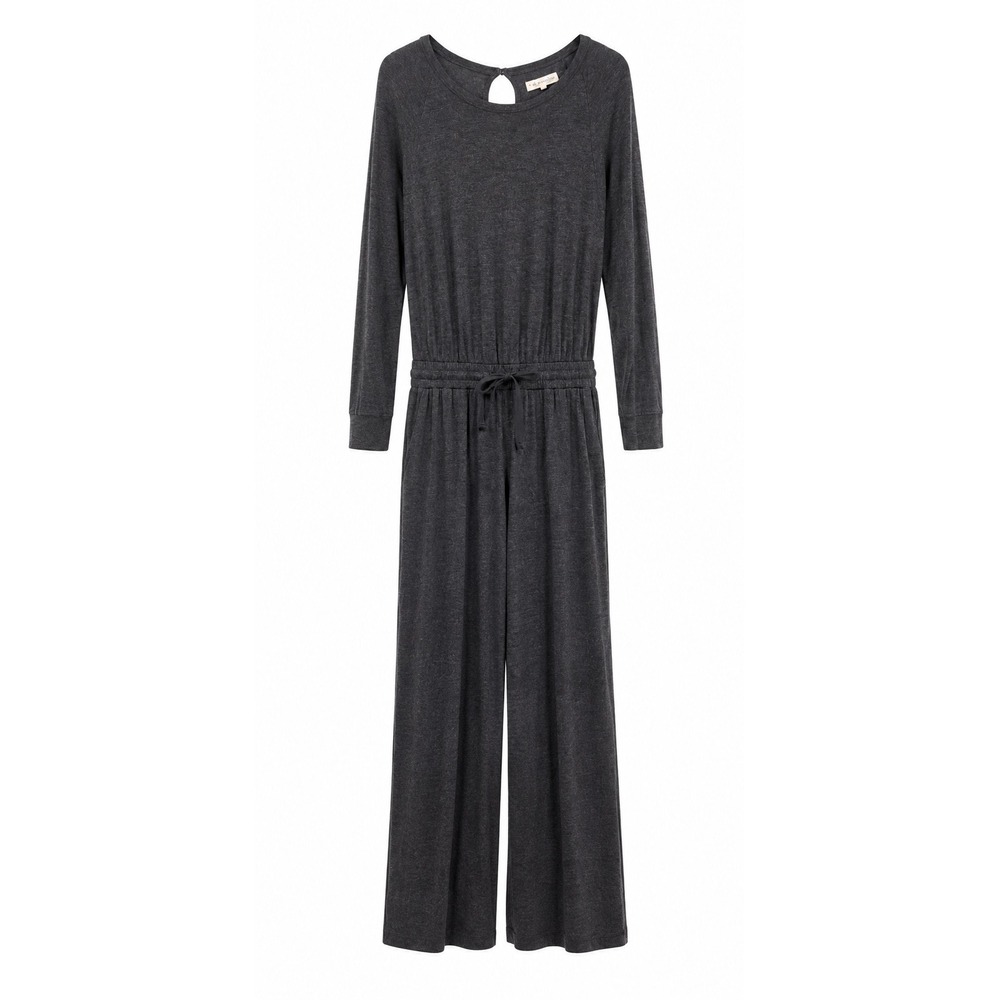 Lou & Grey Jumpsuit Womens XS Gray Long Sleeve Wide Leg Soft Cozy Casual Chic